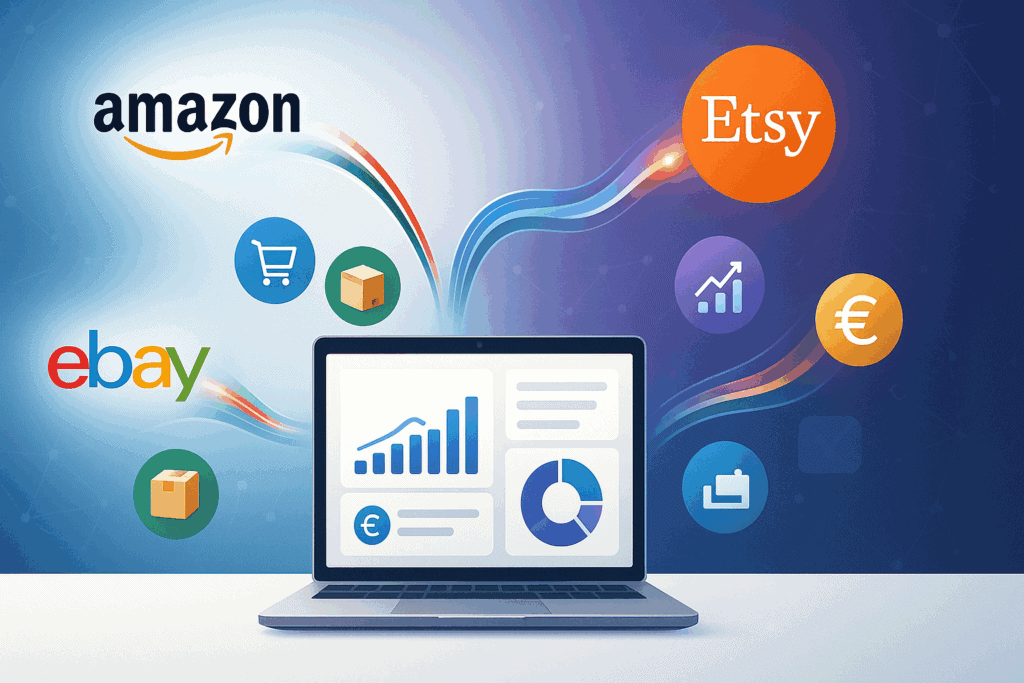 Come vendere su più marketplace contemporaneamente - dashboard unificata Amazon eBay Etsy